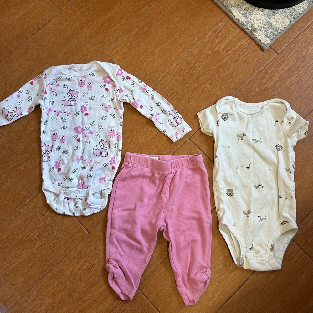 Adorable Pink and White Baby One Piece Set Bundle